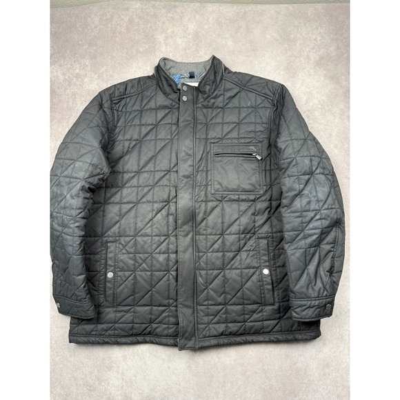 Tommy Bahama Mens XXXL Quilted Jacket Black Full Zip Snap Front Lined Classic